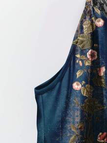 EMERY ROSE 休闲度假蓝色花卉印花宽松大码T恤，适合夏季