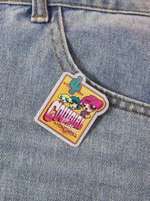 THE POWERPUFF GIRLS X SHEIN 花朵、泡泡、毛茛图案时尚黄色胸针 - 粉色 - 查看 3