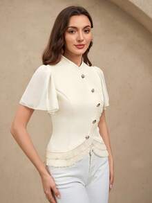 EMERY ROSE Áo cánh trơn màu giản dị cho nữ - Màu be - Xem 3
