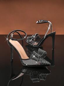 SHUZIA Tacones de dama cómodos con punta fina, tacón de gatito y correa posterior - Negro - Ver 4