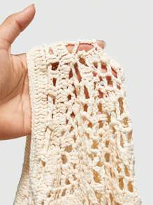 ROMWE Women Fairycore Handmade Crochet Tassel Holiday Style Skirt - Apricot - View 5