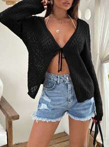 EURMUSE Women Lightweight Cardigan For Summer - Black - View 3