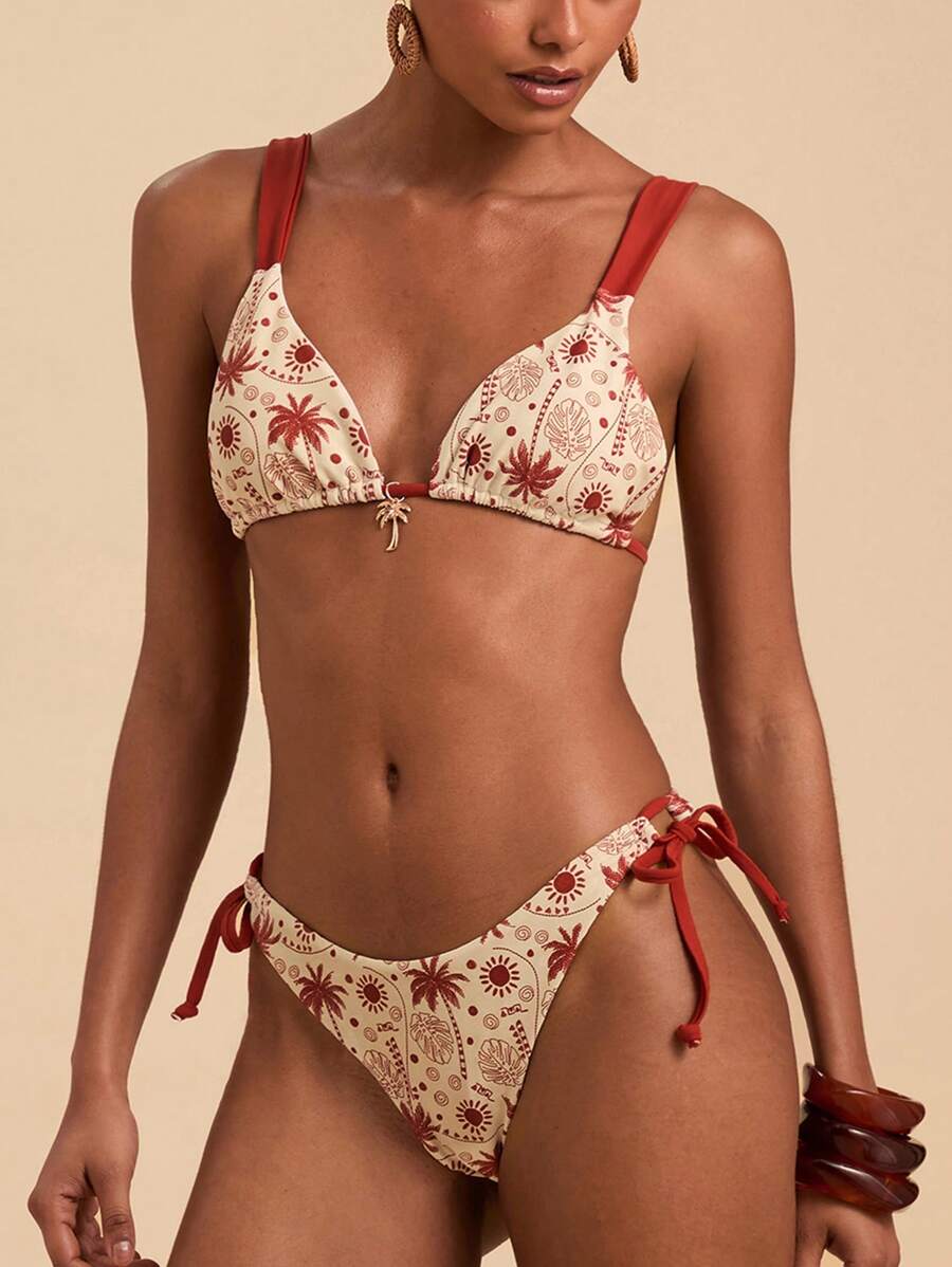 Travachic Women's Sexy Palm Tree Print Bikini Swimsuit Set, Summer Beach, Country Concert Outfit, American Flag Bikini,Vacation Outfits Woman, Beach Outfits For Woman, Holiday Outfits,High Waisted Bikini, High Waisteo Bathing Suit, Thong Bikini Set,Beach Outfits For Woman, Vacation Outfits Woman,Bikini Set, Christmas , New Year, Thanksgiving Outfits