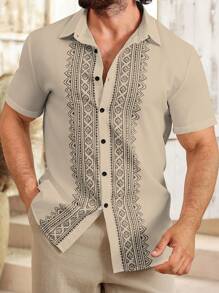 Palmeraft Camisa casual de manga corta para hombre, diseño minimalista apropiado para el verano - Multicolor - Ver 4