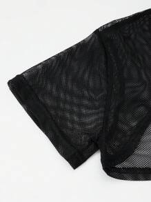 3 Pieces Set For Tween Girls: Casual Summer Mesh Top T-Shirt, Printed Cami, And Shorts - Sporty, Daily, And School Fashion Style - Black - View 8