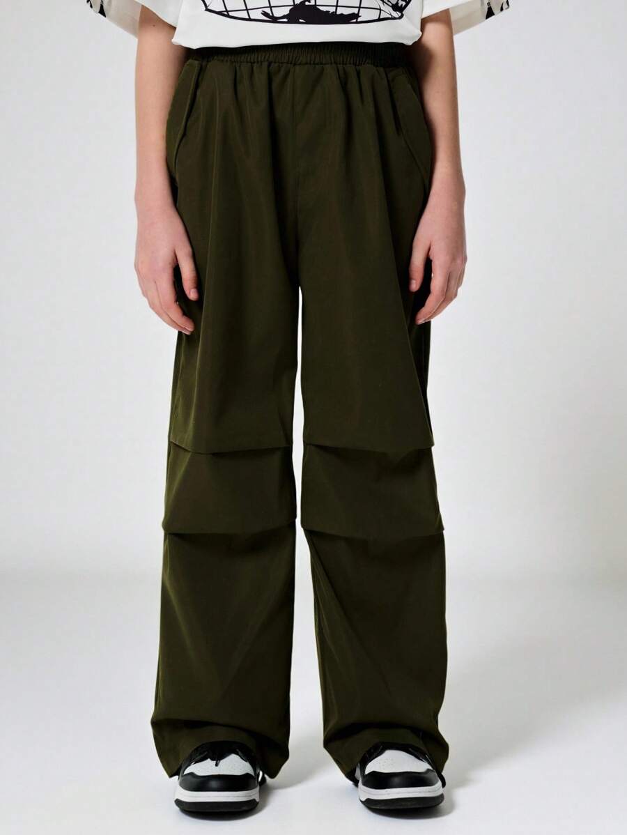 SHEIN Explorewe 2025 Summer Tween Boy Sets Utility Cargo Pants | OEKO-TEX® | School And Travel - Army Green - View 1