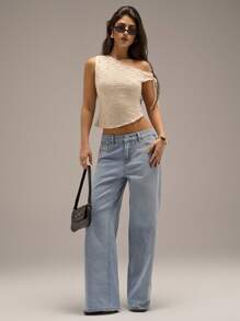 Forever 21 Damskie letnie, luźne, luźne, swobodne, haftowane gwiazdy, jeansy z niskim stanem i lekkim spranym denim