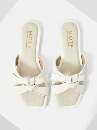 MOTF PREMIUM SQUARE TOE PU LEATHER FLAT SANDALS