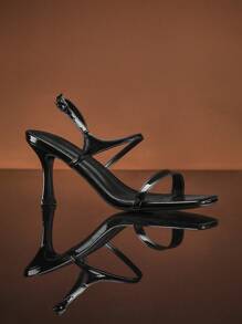 SHUZIA Sandali con tacco alto da donna, in tessuto di raso, alla moda, con cinturino posteriore con fibbia