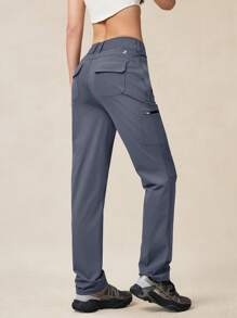 OutZeal 女士户外黑色长裤，适合露营、徒步旅行，触感凉爽，速干弹力修身剪裁，带口袋 - 藍色 - 查看 4