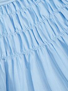 SHEIN ChillGRL 2 件套青少年女孩休闲时尚纹理提花吊带背心上衣和阔腿裤套装，适合日常通勤、休闲、度假、聚会、春夏季 - 淺藍色 - 查看 7