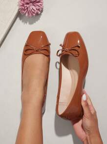 SHUZIA Women's Casual Elegant Square Toe  Comfortable Ballet Flats - Brown - View 2