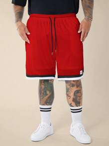 EASEVO Plus Size Men's Casual Drawstring Waist Loose Straight Leg Knit Shorts, Suitable For Summer Everyday Wear