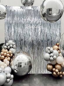 3 件 - 2 米长金属箔流苏窗帘，闪亮背景，墙面装饰，门流苏窗帘，黑色、白色、金色、银色、红色、粉色、绿色、玫瑰金、紫色、亮粉色、浅绿色和蓝色，适用于新年、生日、情人节、婚礼、订婚、派对背景 - 彩色 - 查看 5