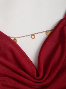 Sweetra Women's Fashionable & Sexy Backless Chain Detail Collar Camisole Top, Versatile - Red - View 3