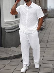 Manfinity Homme Plus Size Men's Solid Color Short Sleeve Single-Breasted Shirt And Shorts Casual Set Mens 2 Piece Outfits White Men Clothes Men Shirt Co Ords Mens White Outfits Man Clothes Men Shirt Co Ords Men Outfit Sets Whites,It Is Great For Couples And Makes An Excellent Gift Idea For Boyfriends Or Husbands.