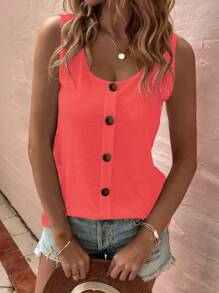 SHEIN Women's Fashionable Round Neck Button Up Vest