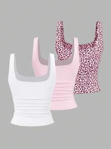 Sweetra Women's Casual Pleated Scoop Neck Tank Top, Summer - Multicolor - View 2