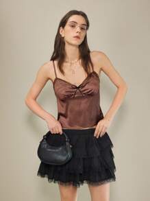SHEIN Unity Elegantes Camisole mit Punktemuster für Damen, Sommer - Mokka-Braun - Übersicht 6