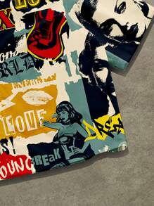 Manfinity ZONE917 男士复古肖像印花短袖衬衫，适合夏季 - 彩色 - 查看 4