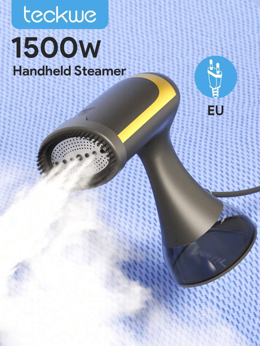 Teckwe 手持式衣物蒸汽熨斗，便携式衣物蒸汽熨斗，1500w 自动关闭服装蒸汽熨斗，适合旅行和家庭，300ML 可拆卸水箱，一键打开 - 欧盟插头圣诞礼物，秋冬季假期露营必备品度假配件，露营用品