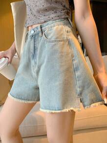 DAZY Shorts di jeans casual con frange, da donna per l'estate