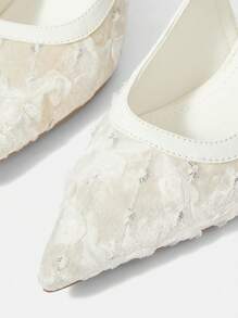 CUCCOO HITCHD 1 Đôi giày cao gót hở mũi ren trắng, phong cách cô dâu và kỳ nghỉ dành cho nữ - trắng - Xem 9