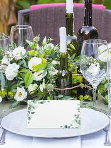 SHEIN 40pcs-Watercolor Place Cards For Wedding Greenery Seating Place Cards Tented Blank Table Cards Printable Tent Cards Folding Name Cards For Party Bridal Dinner, 3.5 X 4 Inch(Fresh),Valentine's Day Party Supplies