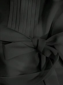 GlowEve Women's Sleeveless Solid Color Shirt With Belt, Minimalist And Fashionable, Suitable For Summer - Black - View 6