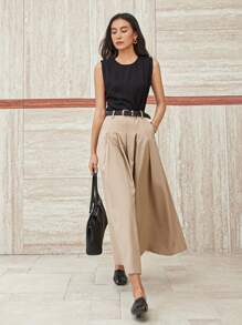 Dazy-Less 女式撞色拼接修身吊带连衣裙，配有可拆卸肩带，优雅的办公室休闲装，夏季