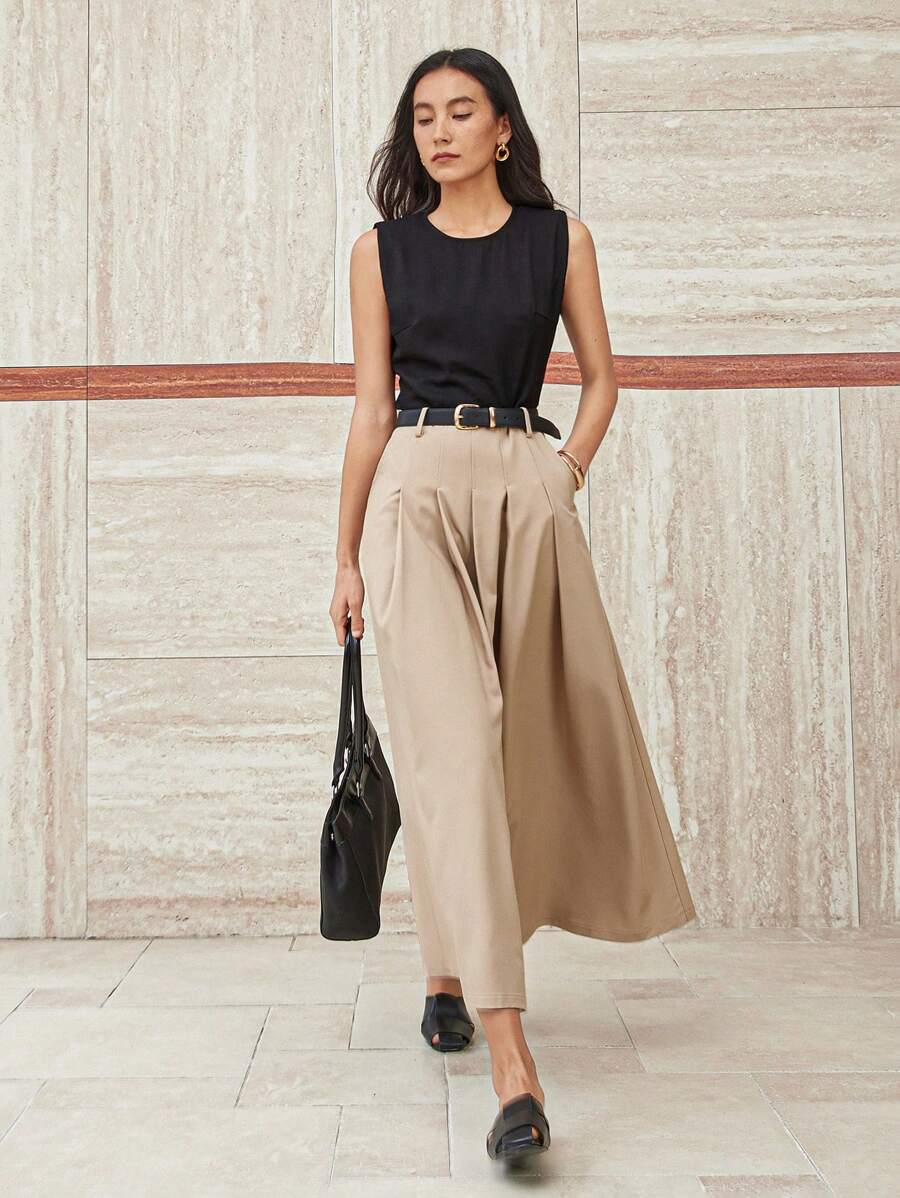 Dazy-Less 女式撞色拼接修身吊带连衣裙，配有可拆卸肩带，优雅的办公室休闲装，夏季