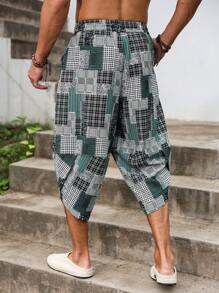 Manfinity Homme Pantalones 3/4 informales y sueltos estampados para hombre