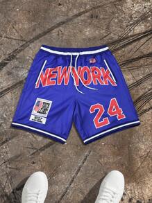 Manfinity Roghcode Men's Letter Print Drawstring Waist Casual Versatile Shorts - Multicolor - View 1