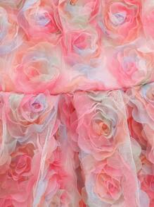 Baby Girl Spring&Summer Elegant Style Flower A-Shape Princess Pleated Dress - Pink - View 4