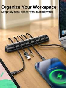 SHEIN 1pc/2pcs/3pcs/21pcs/22pcs Silicone Plug Socket, Black Self-Adhesive Data Cable Holder, Desktop Workspace Manager, Suitable For Offices, Schools, And Study Rooms