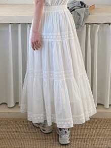 DAZY 女士蕾丝拼接白色芭蕾舞裙 白色波西米亚风半身裙 - 白色 - 查看 6