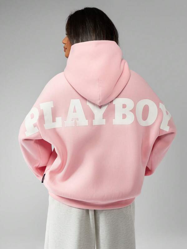 Missguided x Playboy MISSGUIDED Oversized Classic Hoodie Streetwear Collection Loungewear Retro Logo Casual Urban Fashion Cozy Fall Winter Fleece Sweatshirt