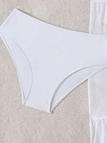 Tween 3 Pieces Cherry Bikini Swimwear Set For Beach Party - White - View 2