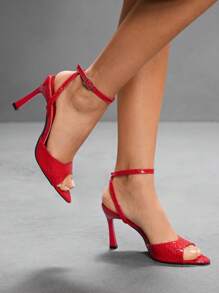 CUCCOO SZL Women's Fashion Burgundy High Heel Sandals, Minimalist And Practical Multifunctional