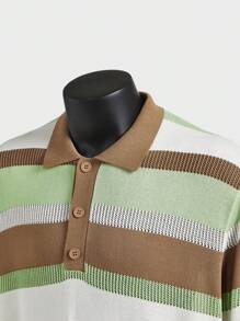 EASEVO 大码男士多色条纹针织毛衣，适合秋冬学校穿着 - 彩色 - 查看 8