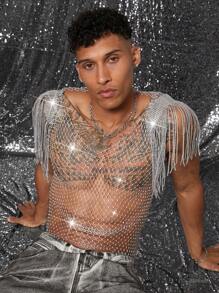 FeverCity 夏季男士性感透视镂空亮面背心