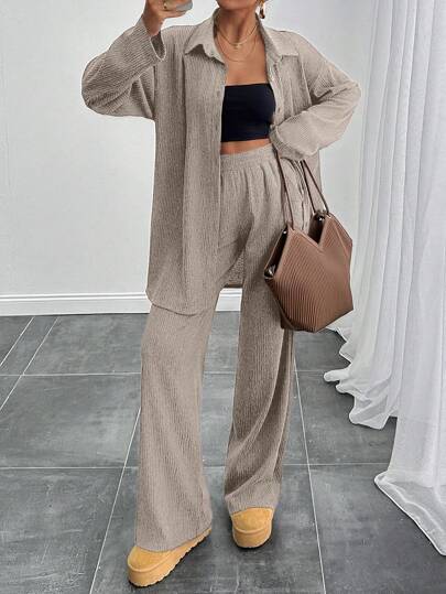 EURMUSE Women Comfortable Wide Leg Pants Casual Blouses