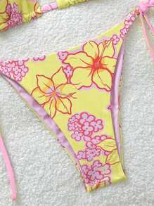 Soleia Set de 2 piezas Bikini estampado floral con nudo delantero para mujer, para vacaciones - Multicolor - Ver 5