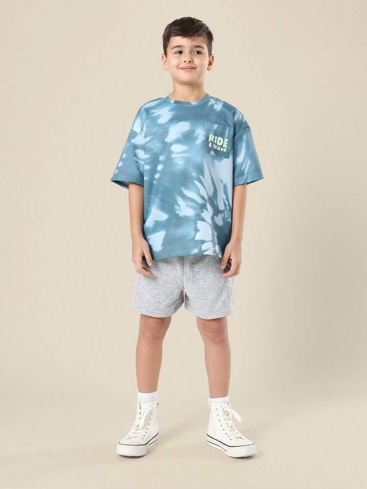 Oversized Tie Dye Wave Print T-Shirt Co-Ords