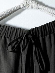 Linhara Plus Size Casual Loose Drawstring Pants, Grey
