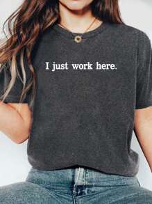 INAWLY 女士 T 恤 我只是在这里工作 T 恤、有趣的 T 恤、讽刺 T 恤、圆领衫、表情包衬衫、最好的朋友礼物、成人幽默套头衫、春/夏 T 恤、送给她的礼物、节日 T 恤、时尚潮流、时尚 T 恤上衣、兄弟姐妹礼物、送给姐妹的礼物、有趣的 T 恤 - 灰色 - 查看 5