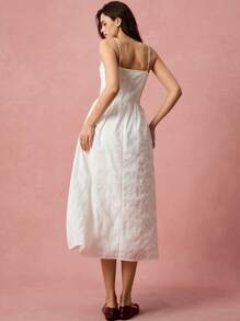 Enchnt 休闲蝴蝶结装饰无袖连衣裙，百搭夏季 - 白色 - 查看 7