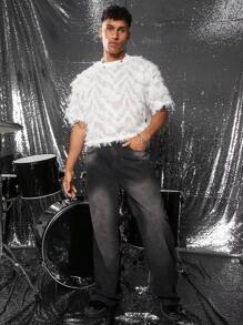 FeverCity Men's Simple Round Neck Short Sleeve White T-Shirt, Fashion