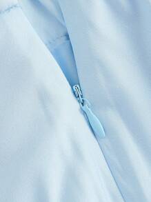 SHEIN MOD Bộ áo yếm in hoa cổ điển và váy ngắn cho nữ - Màu xanh lam - Xem 4