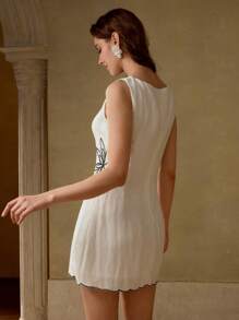 MOTF PREMIUM LINEN EMBROIDERY ZIPPER DRESS